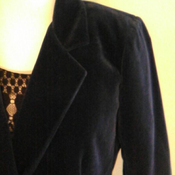 Vintage Dark Midnight Blue Velvet Jacket by Zukors California - Picture 3 of 6